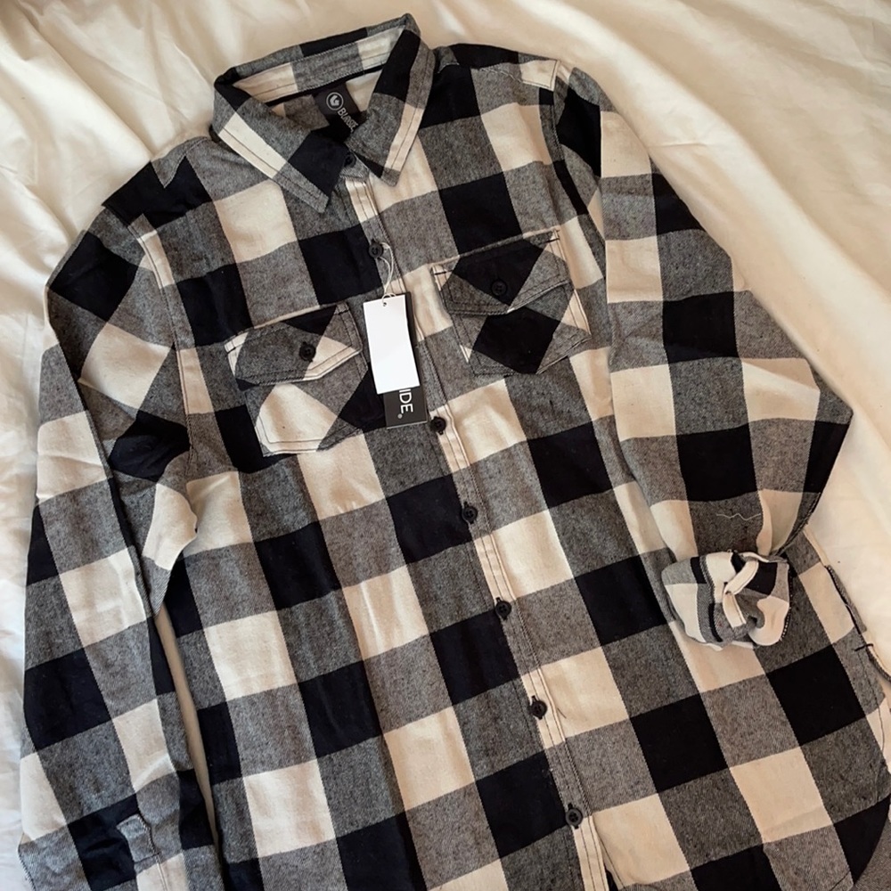 Black and white checkered flannel